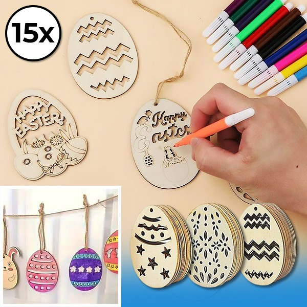 Uskršnja drvena jaja (15kom) | EGGNAMENTIFY