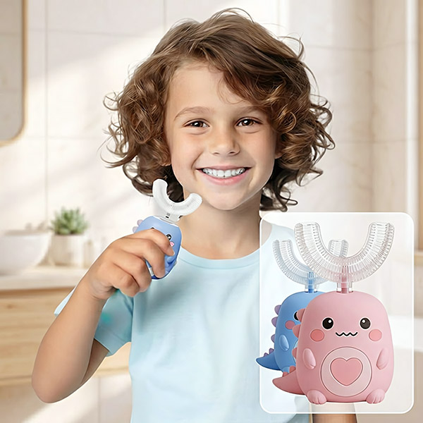 Dječja 360° sonična četkica za zube - LED dinosaur, 5 načina, uzrast 2-8 | TOOFY